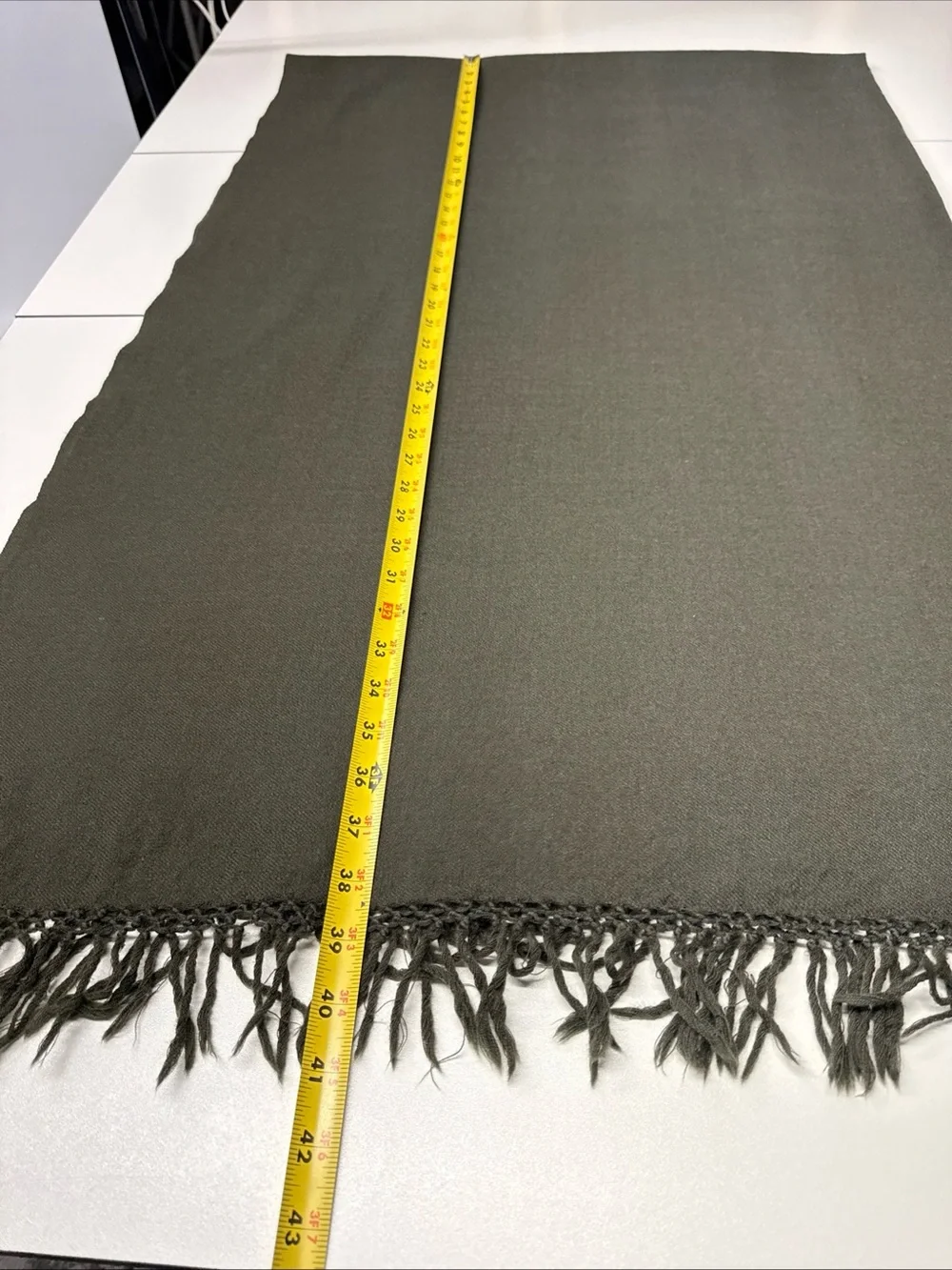 Nate Berkus Wool ONE Window Panel Olive Green Fringe 50x78